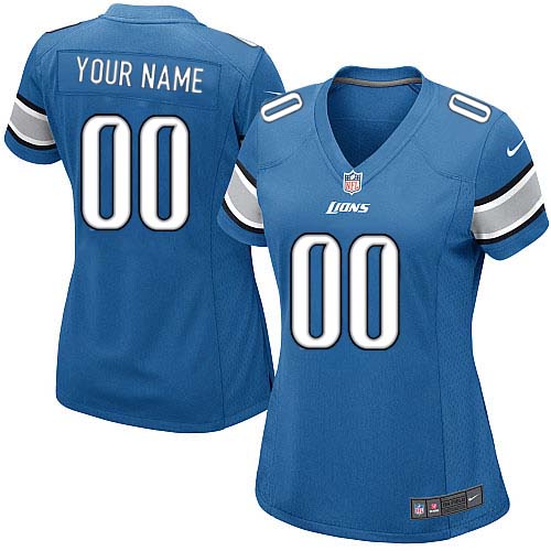 Nike Detroit Lions Customized Light Blue Stitched Women's NFL Jersey